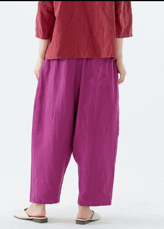 Plus Size Summer Solid 100% Linen Harem Pants Secondary image