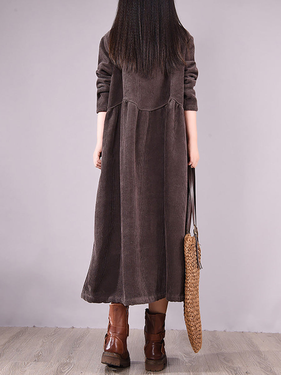 Plus Size Winter Thicken Warm Corduroy Dress Coat Secondary image