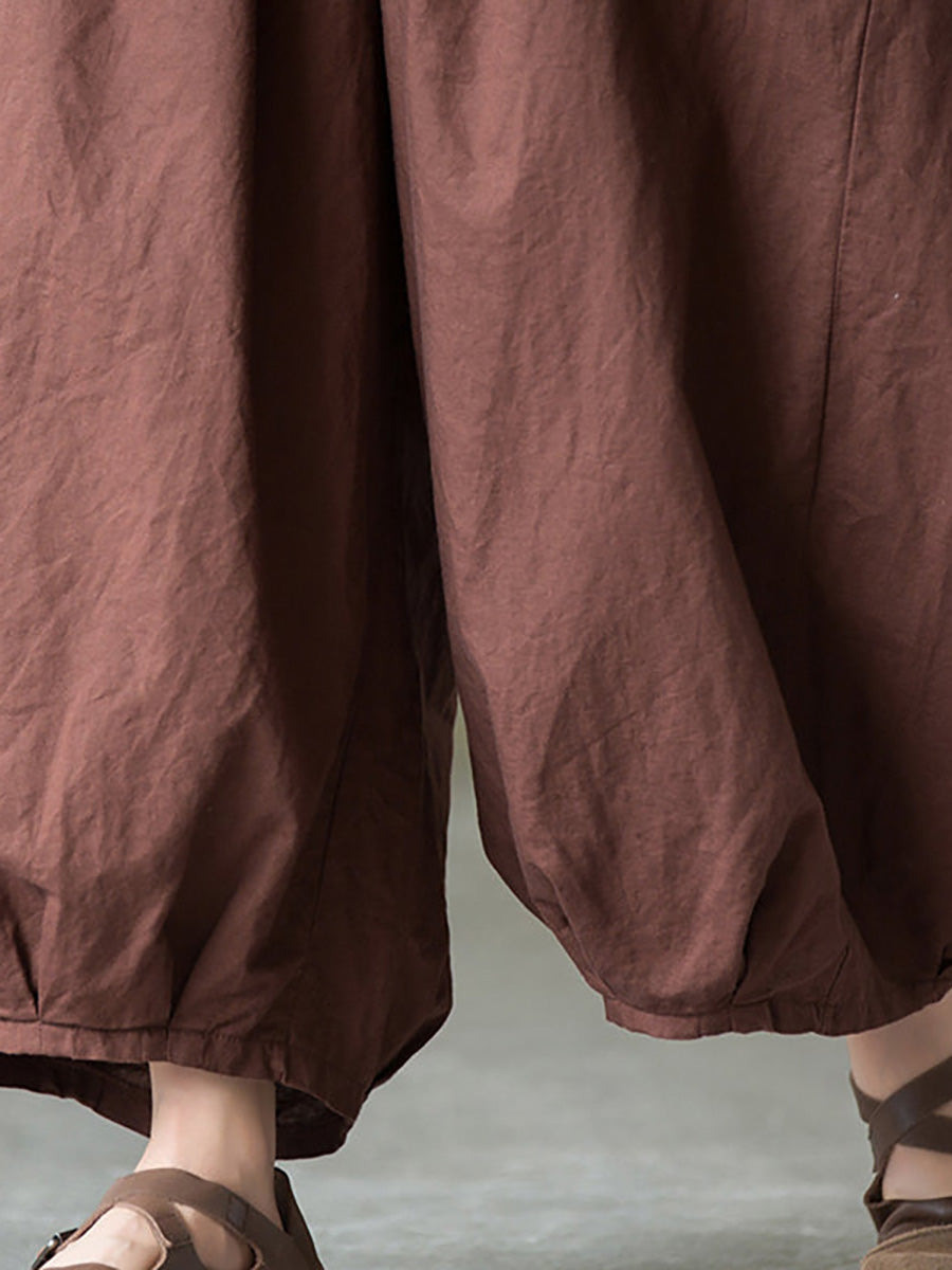 Plus Size  Women Cotton Linen Pocket Casual Lantern Pants