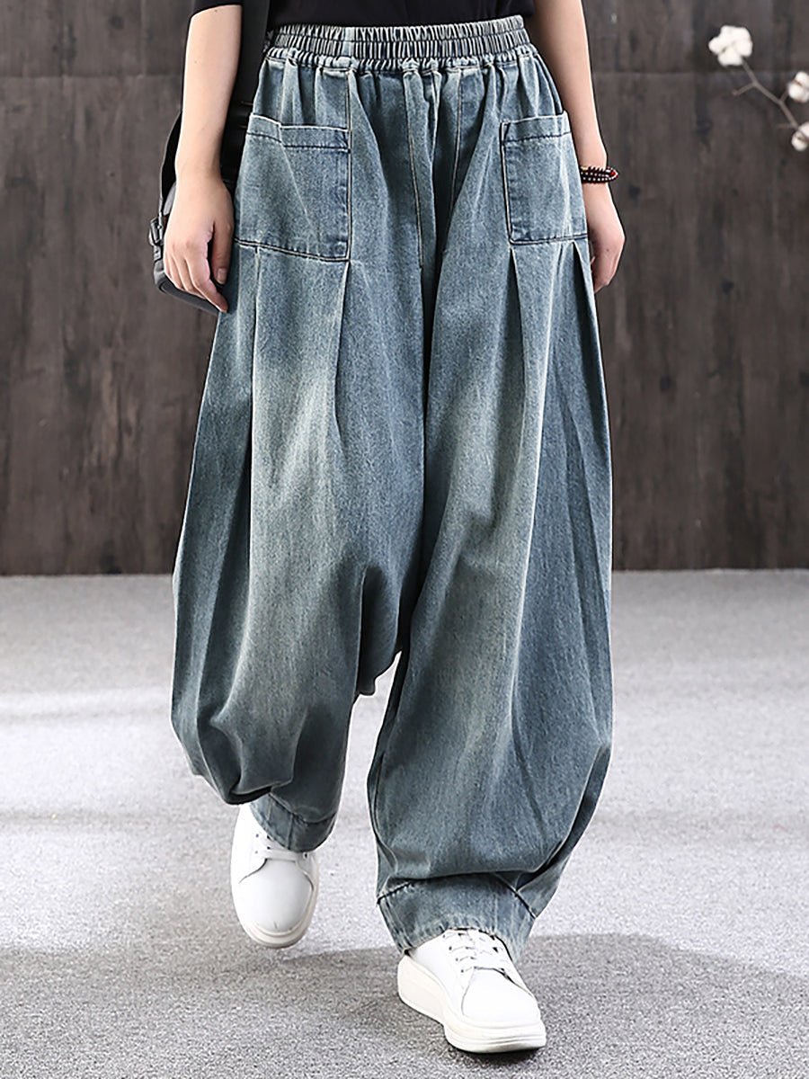 Plus Size - Simple Pure Color Loose Denim Jeans Main image
