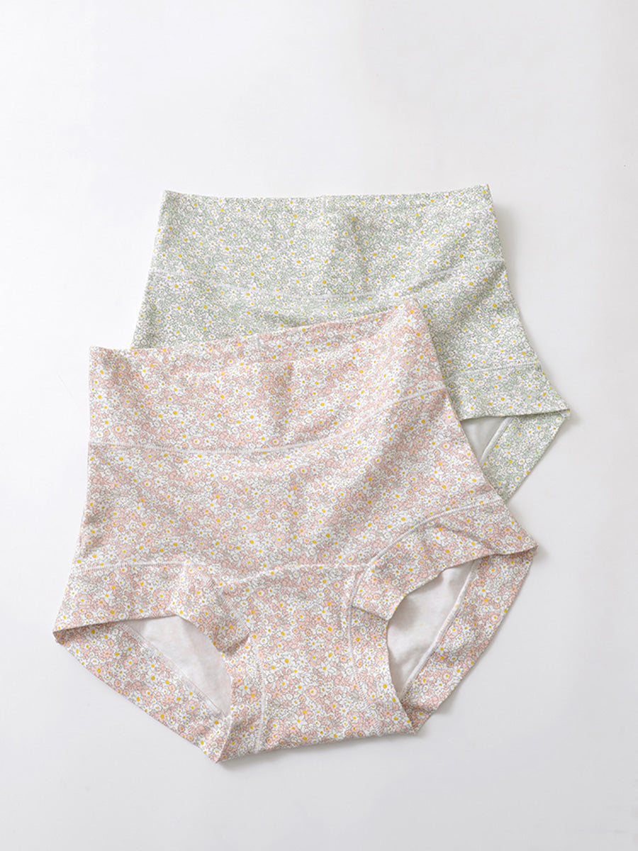 4 Pieces Women Artsy Floral High Waist Underwear