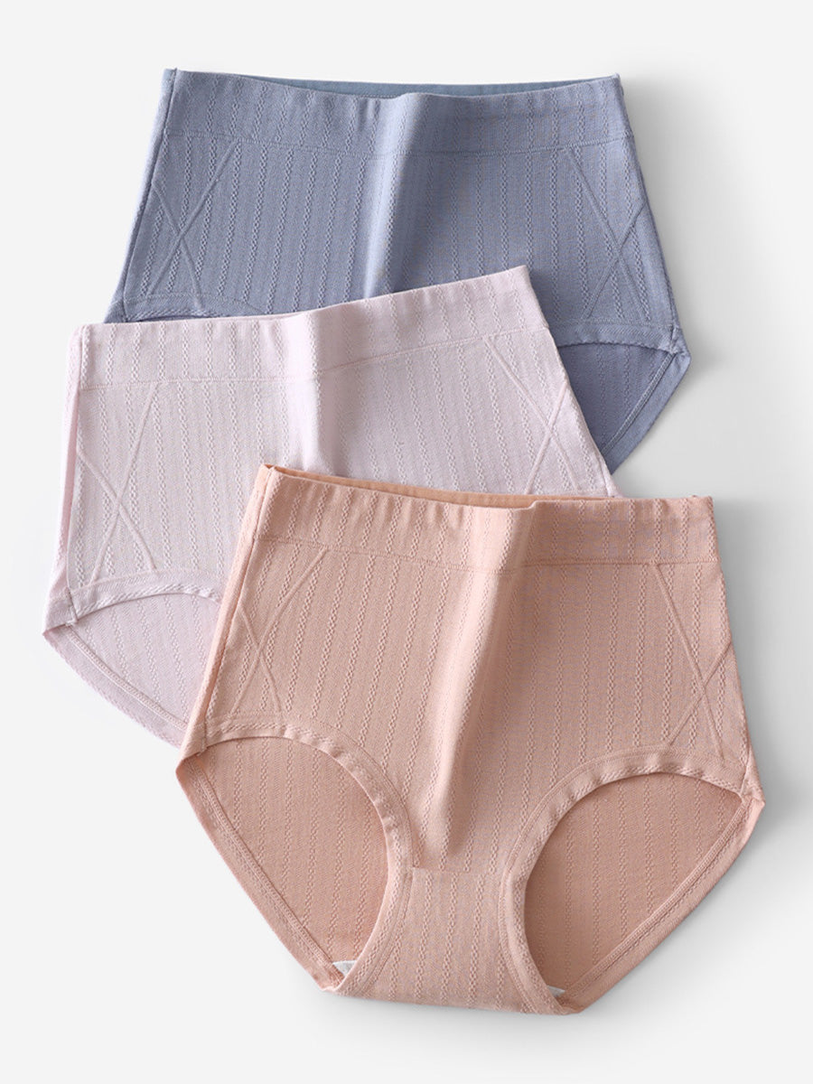 5 Pieces Women Casual Pure Color High Waist Underwear