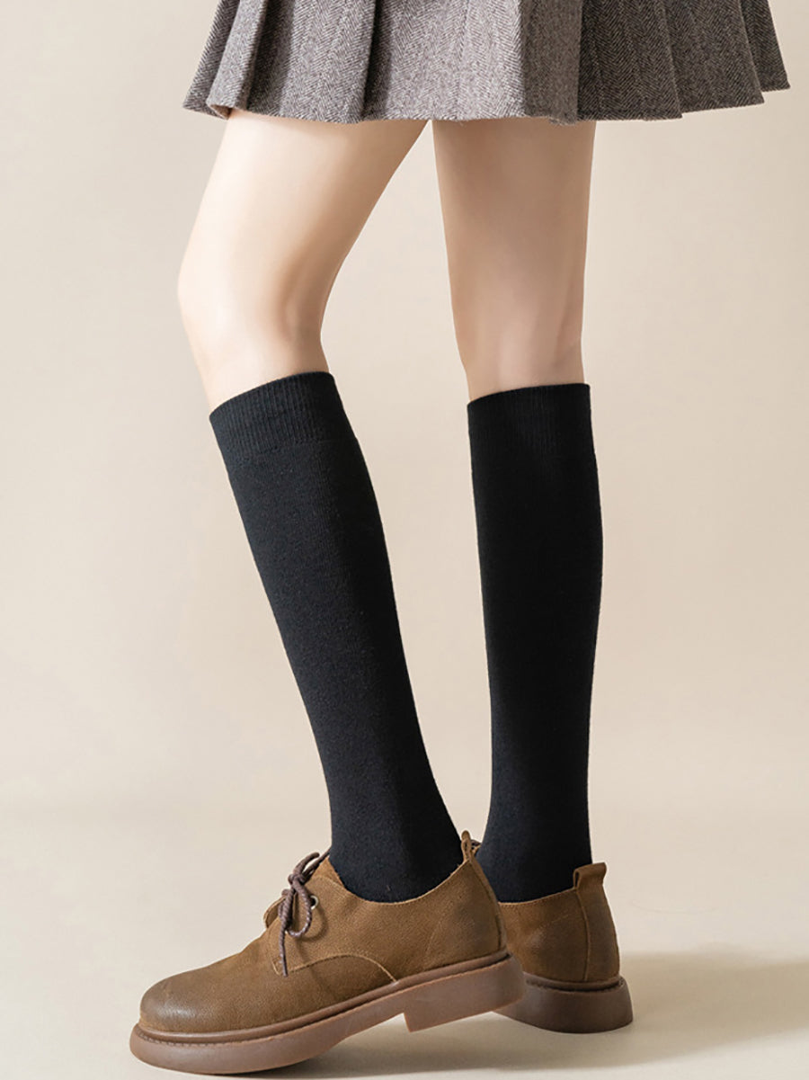 2 Pairs Women Artsy Pure Color Long Socks