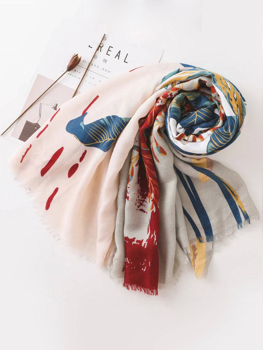 Plant Print Sunscreen Shawl Scarves