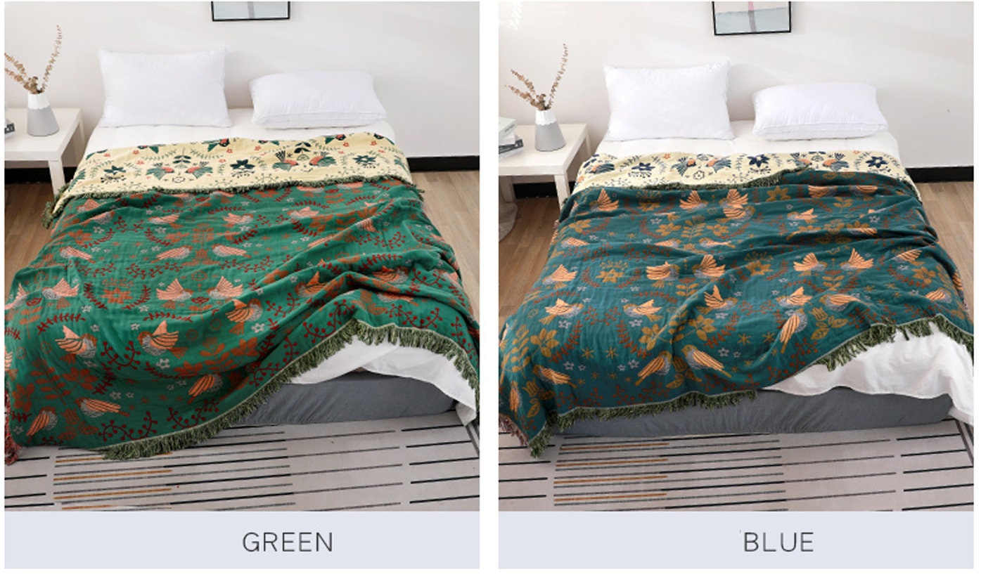 4 Layers Cotton Queen Sofa Throw Boho Throw Blanket Secondary image
